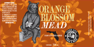 Rough draft of label for Cigar City Cider and Mead's Orange Blossom Mead.