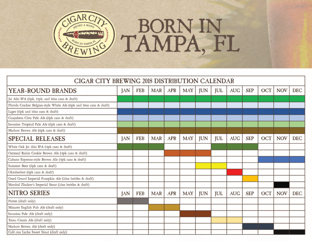 Cigar City Brewing Distribution Calendar