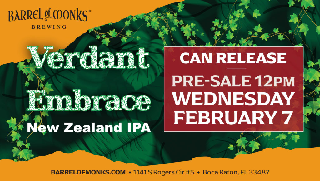 Barrel of Monks Brewing Verdant Embrace can release