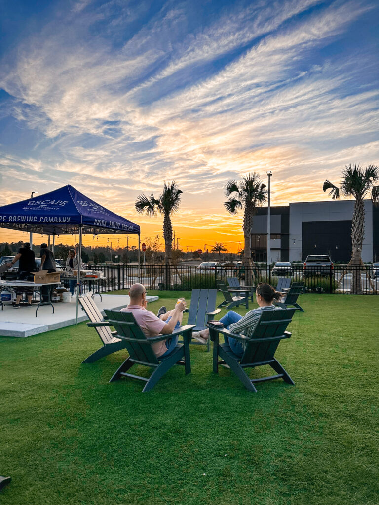 Lawn seating at sunset